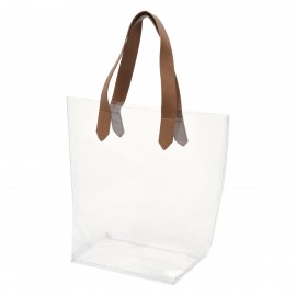 Bolsa de Mano Clear de PVC con Asas de Cuero Sintético
