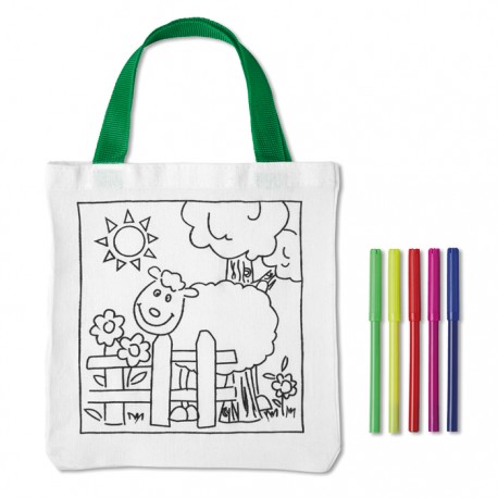 Bolsa de Mano para Colorear de Algodón con 5 Plumones
