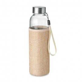 Botella de Vidrio con Neopreno en Bolsa de Yute 500 ml