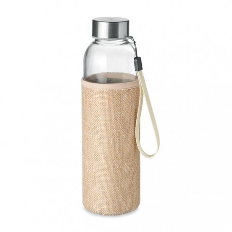 Botella de Vidrio con Neopreno en Bolsa de Yute 500 ml