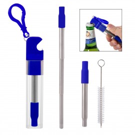 Kit de Popote de Acero Inoxidable con Destapador de Botellas 2 en 1